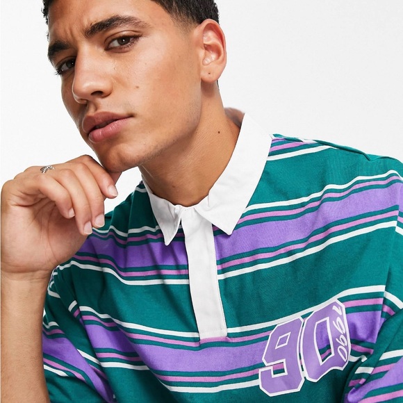Oversized Striped Polo T-shirt - Picture 3 of 4
